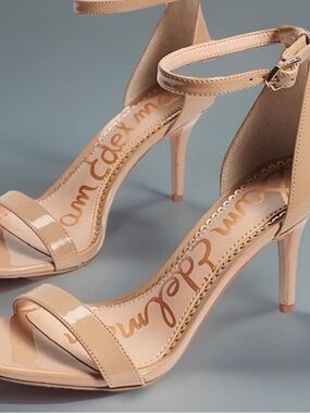 Sam Edelman Patti Nude Patent Ankle-Strap Heels